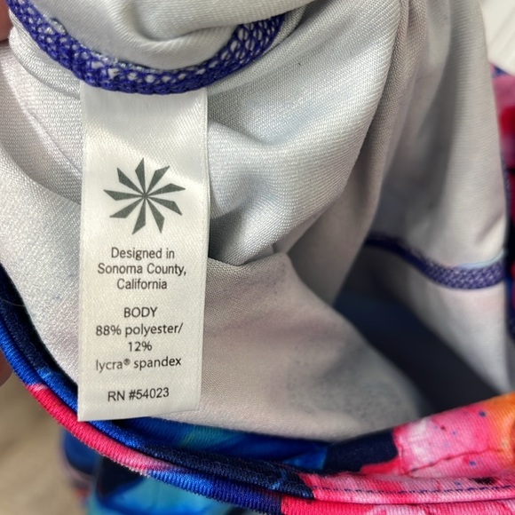 Athleta Multicolor Floral High Rise Leggings Size Medium Blue Pink Orange - Picture 4 of 4